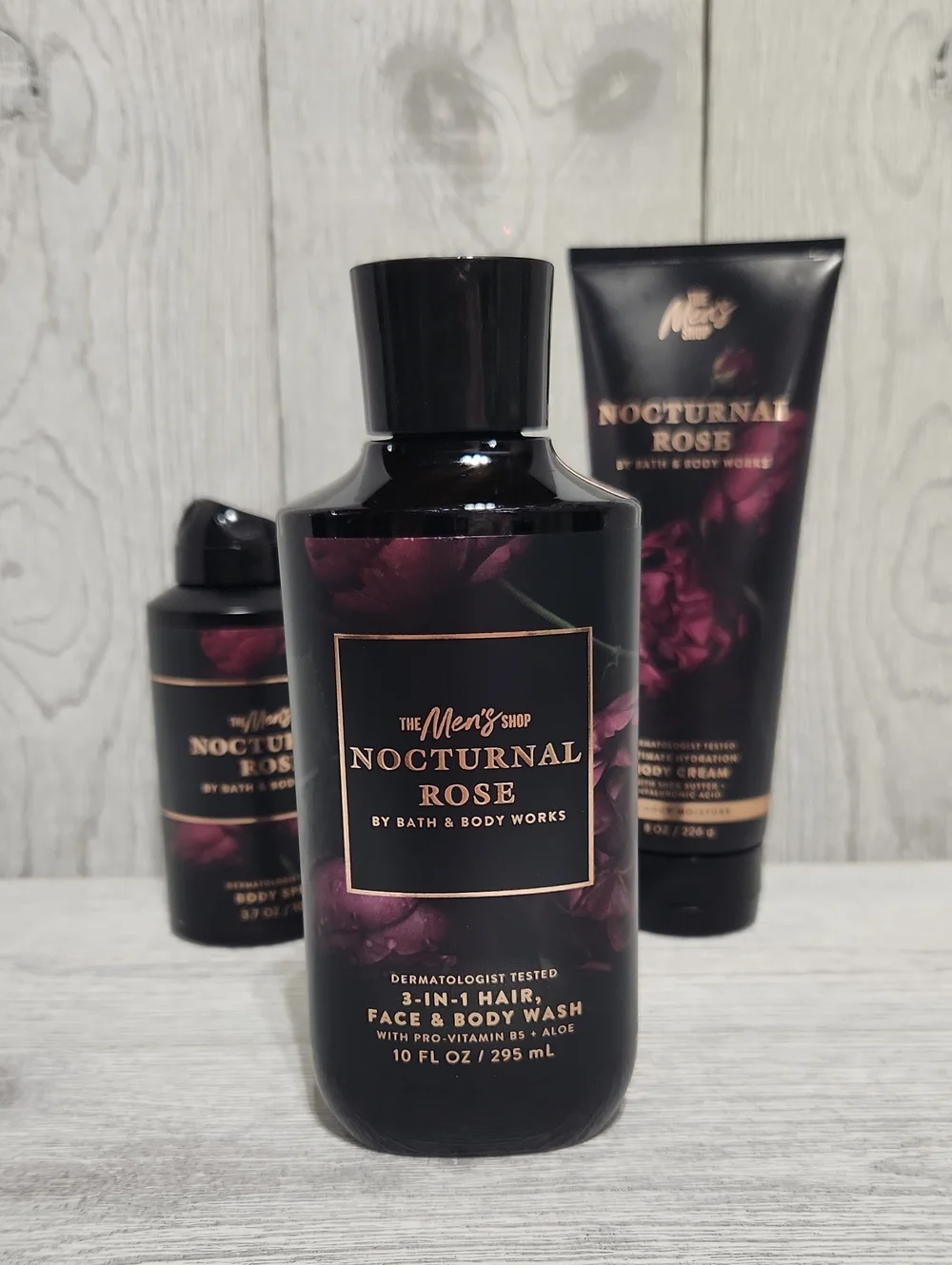 Bath & Body Works Men's Collection Nocturnal Rose 3pc Set Wash Cream Mist